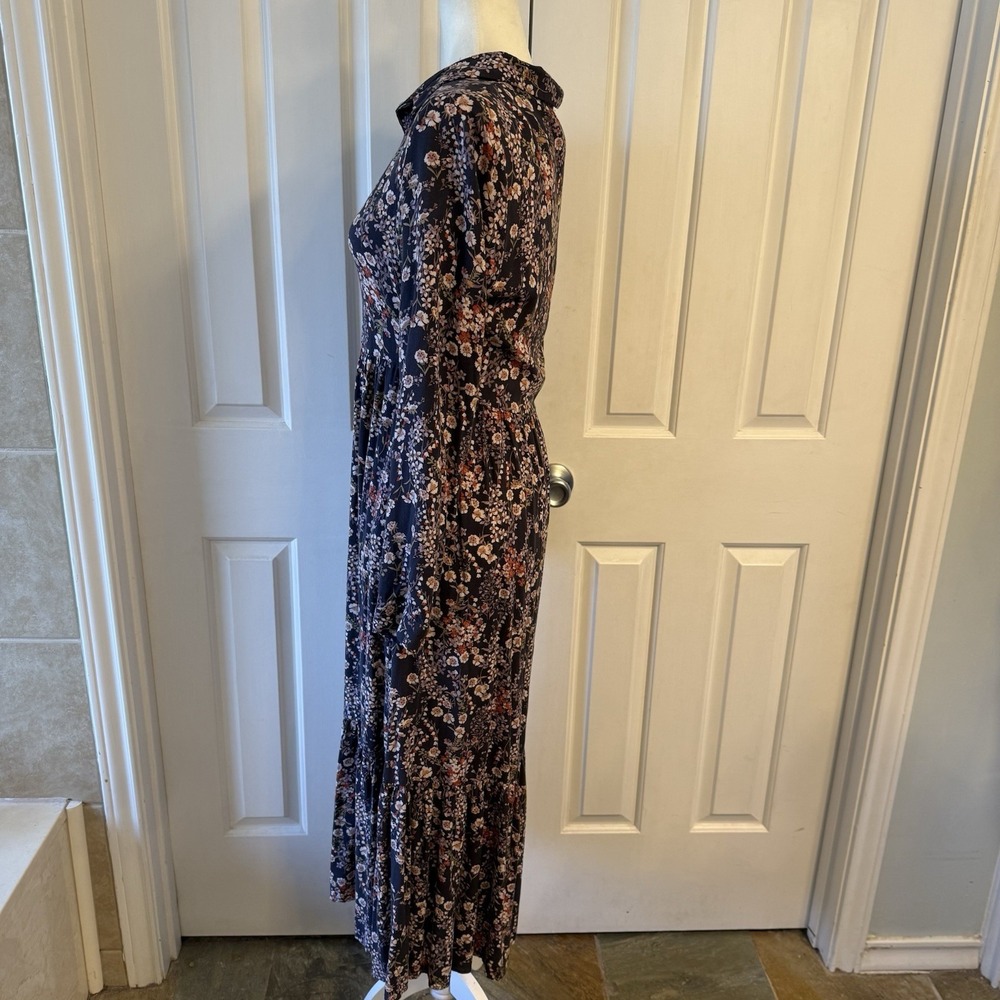 Bohme Floral Print 100% Rayon Long‎ Sleeve Button Down Boho Dress Small - Picture 6 of 10